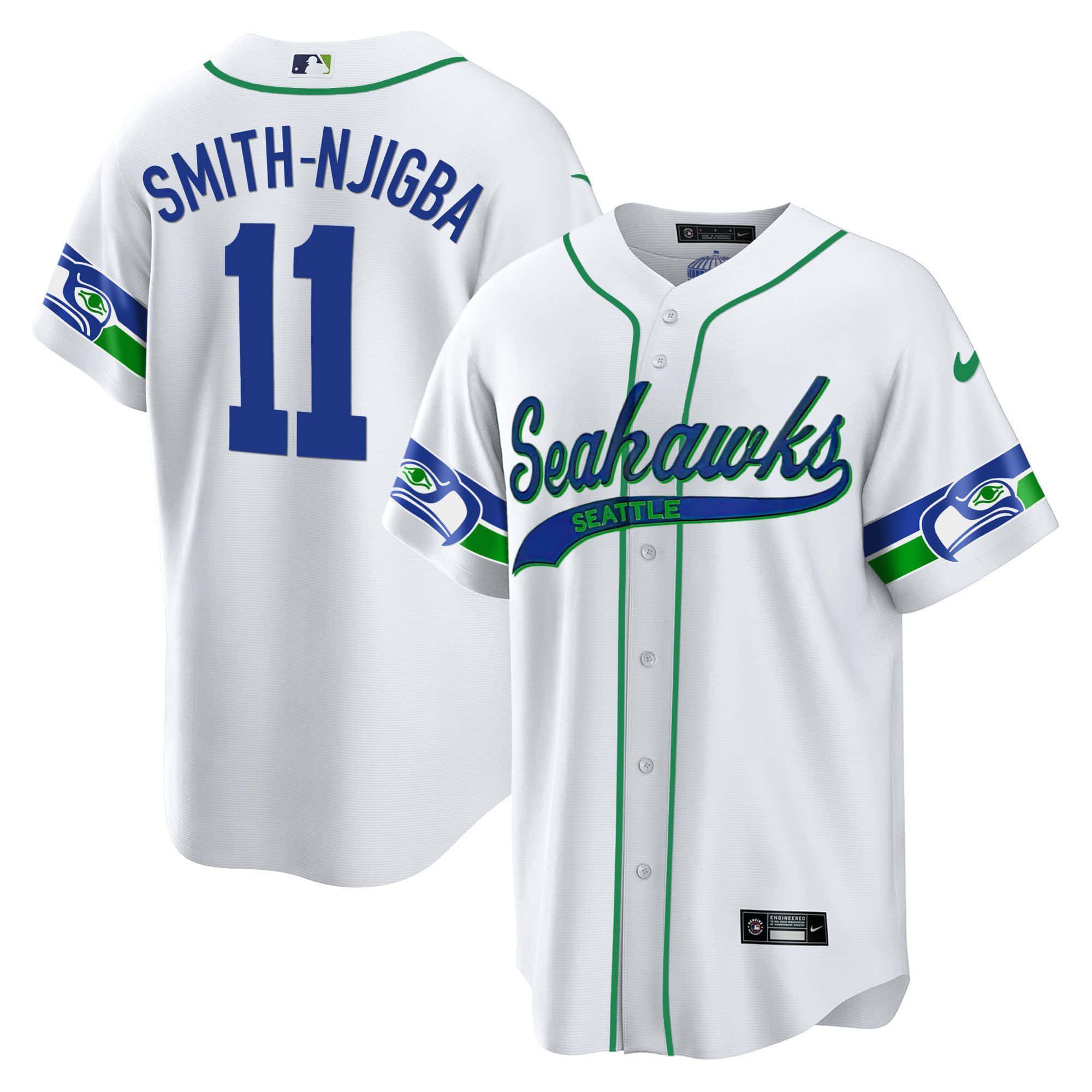 Men Seattle Seahawks 11 Smith-Njigba White 2024 Nike Throwback Gold Cool Base NFL Jersey